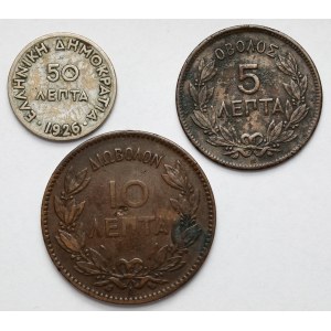 Grecja, 5-50 lepta 1869-1926 - zestaw (3szt)