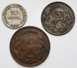 Grèce, 5-50 lepta 1869-1926 - set (3pcs)