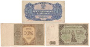 50 et 2x £1.000 1944-1947 - set (3pc)