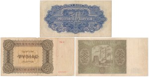 50 et 2x £1.000 1944-1947 - set (3pc)