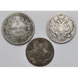 1 złoty 1832-1839 i 10 groszy 1840 - zestaw (3szt)
