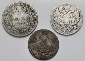 1 zloty 1832, 1839 et 10 pennies 1840 - set (3pcs)