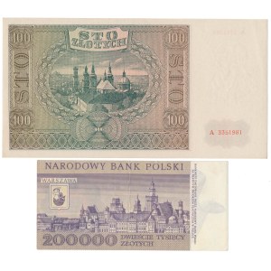 100 zł 1941 A i 200.000 zł 1989 H - zestaw (2szt)