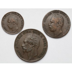 Szwecja, 1-5 ore 1857-1870 - zestaw (3szt)
