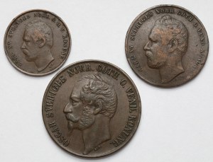 Suède, 1-5 minerai 1857-1870 - set (3pc)