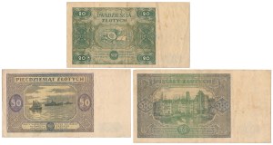20, 50 et 500 zloty 1946-1947 - set (3pc)