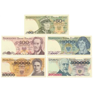 50 - 500.000 zł 1982-1993 - zestaw (5szt)