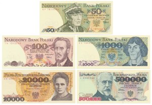 50 - 500.000 zł 1982-1993 - zestaw (5szt)