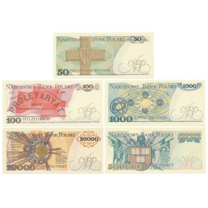 50 - 500.000 zł 1982-1993 - zestaw (5szt)