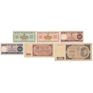 5 i 500 zł 1948 + PEWEX 1979 - zestaw (6szt)