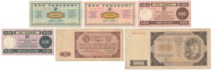 5 i 500 zł 1948 + PEWEX 1979 - zestaw (6szt)