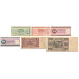 5 i 500 zł 1948 + PEWEX 1979 - zestaw (6szt)