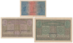 Zestaw 1 i 50 mkp 1916 jenerał i 10 mkp 1916 Generał (3szt)