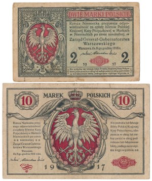 2 mkp A - RARE et 10 mkp 1916 Tickets - set (2pcs)