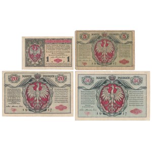Jenerał 50 mkp i Generał 1, 5 i 20 mkp 1916 - zestaw (4szt)