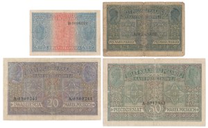 General 50 mkp et General 1, 5 et 20 mkp 1916 - set (4pc)