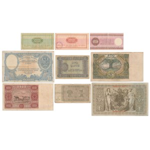 Zestaw banknotów 1910-1979, głównie Polska, w tym 2 zł 1925 (9szt)