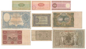 Ensemble de billets de banque 1910-1979, principalement Pologne, y compris 2 zloty 1925 (9 pièces)