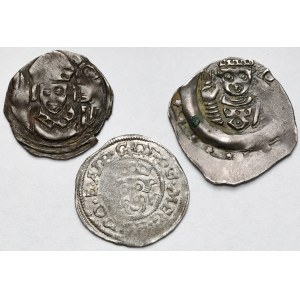 Niemcy, Regensburg i Mecklenburg, Denary bez daty (1246-1409) i Dreiling 1528 - zestaw (3szt)