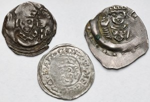 Niemcy, Regensburg i Mecklenburg, Denary bez daty (1246-1409) i Dreiling 1528 - zestaw (3szt)