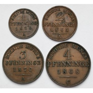 Niemcy, Prusy, 1-4 fenigi 1865-1870 - zestaw (4szt)