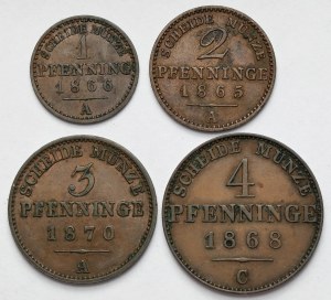 Germany, Prussia, 1-4 fenigs 1865-1870 - set (4pcs)