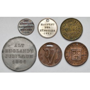 Niemcy, Żetony okolicznościowe 1840-1879 - zestaw (6szt)