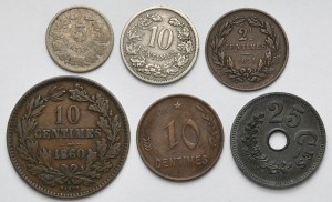 Luxembourg, 2-1/2 à 25 centimes 1854-1930 - ensemble (6pc)