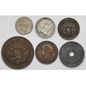 Luksemburg, od 2-1/2 do 25 centimes 1854-1930 - zestaw (6szt)