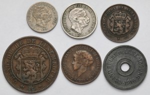 Luxembourg, 2-1/2 à 25 centimes 1854-1930 - ensemble (6pc)