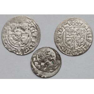 Zygmunt III Waza i Jan II Kazimierz, Półtorak 1615-1619 i Szeląg Wilno 1653 - zestaw (3szt)