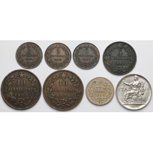 Włochy, 2-20 centesimi i 1 lira 1862-1922 - zestaw (8szt)