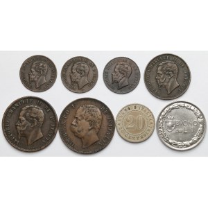 Włochy, 2-20 centesimi i 1 lira 1862-1922 - zestaw (8szt)
