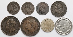 Italie, 2-20 centesimi et 1 lire 1862-1922 - set (8pcs)
