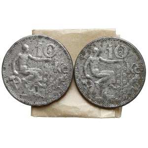 Czechosłowacja, 10 korun 1931-1932 - falsyfikaty z epoki - zestaw (2szt)