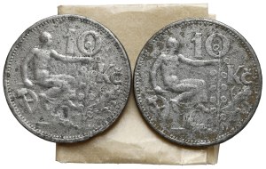 Tchécoslovaquie, 10 korun 1931-1932 - faux d'époque - set (2pcs)