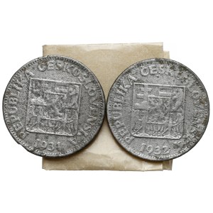 Czechosłowacja, 10 korun 1931-1932 - falsyfikaty z epoki - zestaw (2szt)