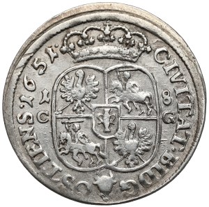 Jean II Casimir, Ort Bydgoszcz 1651 CG - bouclier arrondi