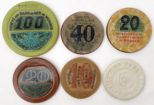 Casino, Monaco, jetons de jeu - set (6pcs)