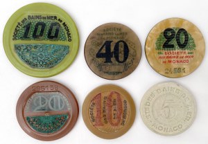 Casino, Monaco, jetons de jeu - set (6pcs)