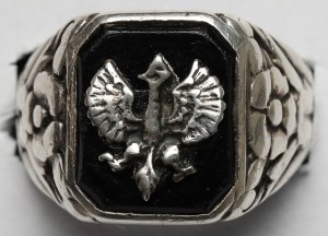 Silver patriotic signet ring with eagle