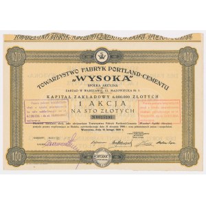 WYSOKA, 100 zł 1929 - kapitał 6 mln zł