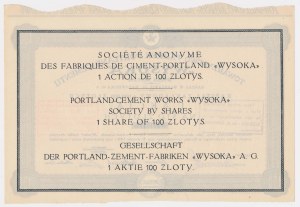 Tow. von Portland-Zementfabriken WYSOKA, 100 zl 1926