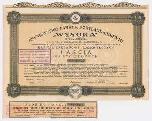 WYSOKA, 100 zł 1929 - kapitał 12 mln zł