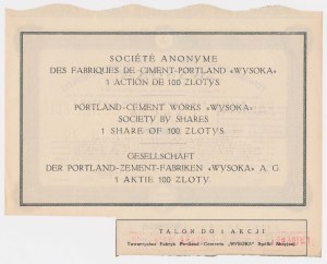 WYSOKA, 100 zł 1929 - kapitał 12 mln zł