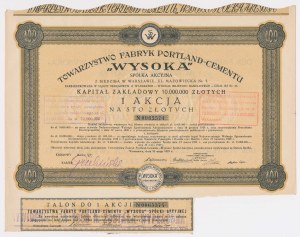 WYSOKA, 100 zł 1929 - kapitał 10 mln zł