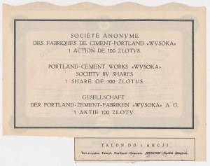 WYSOKA, 100 zł 1929 - kapitał 10 mln zł