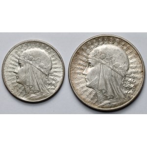 Głowa Kobiety 5-10 złotych 1932-1933 - zestaw (2szt)