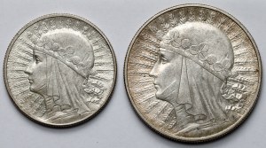 Tête de femme, 5 et 10 or 1932 et 1933 - set (2pc)