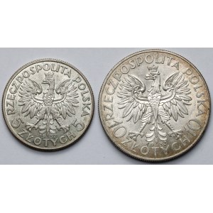 Głowa Kobiety 5-10 złotych 1932-1933 - zestaw (2szt)